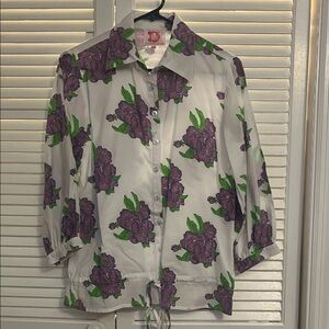 Victoria Dunn Purple and Green Floral Button Down Shirt